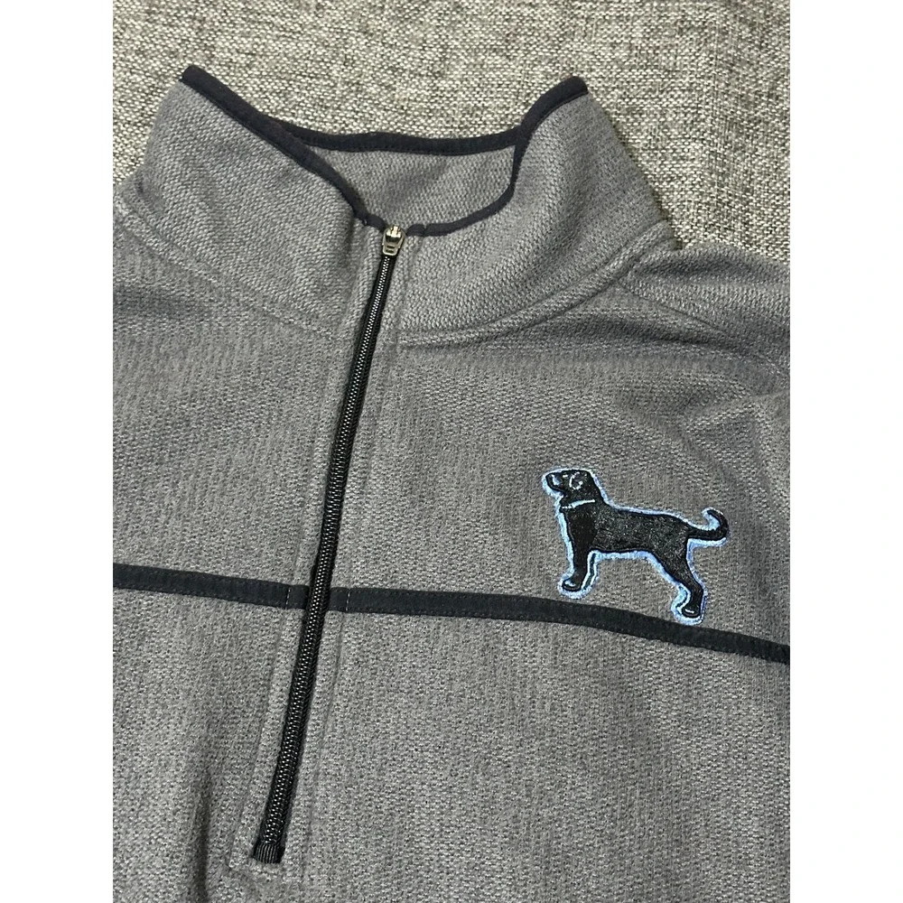 Old Navy Mens 2XL Pullover 1/4 Zip Fleece Gray Black Dog Logo 5187